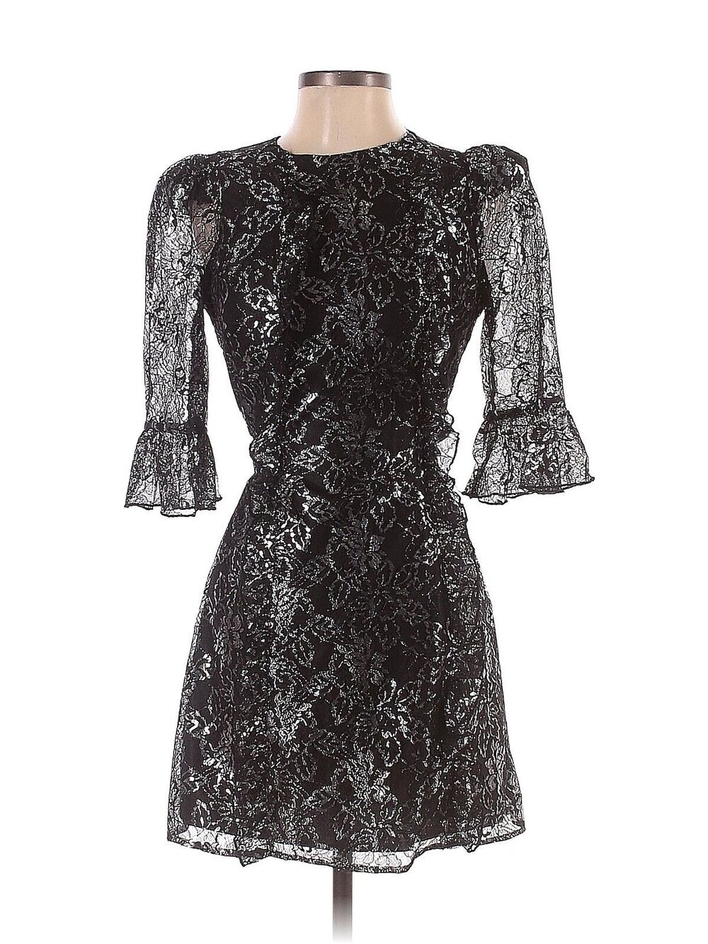 2020 THE VAMPIRE'S WIFE x H&M Silver Lace Mini Dress - S